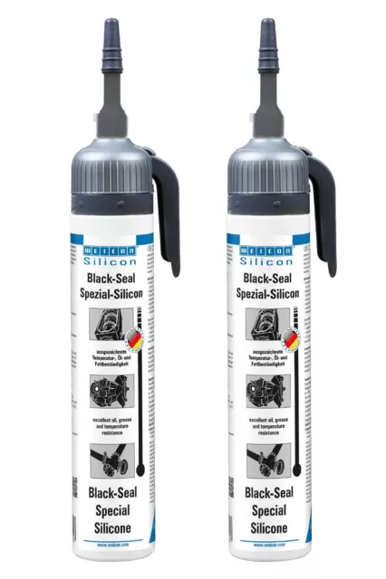 WEICON Black-Seal Spezialsilikon 2er-Set Presspack schwarz | 2 x 200 ml