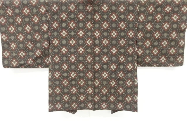6656673: Japanese Kimono / Vintage Haori / Oshima Tsumugi / Woven Flowers