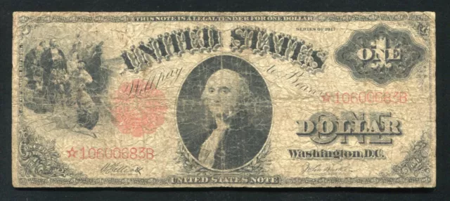 Fr. 37* 1917 $1 One Dollar *Star* Legal Tender United States Note