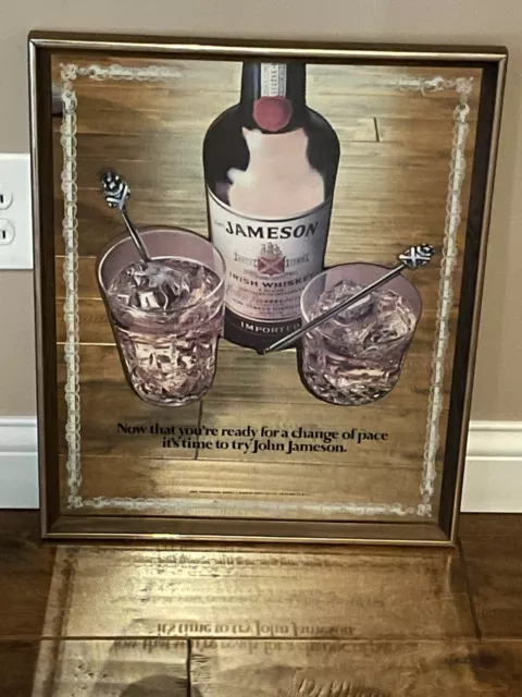 RARE - JAMESON IRISH WHISKEY FRAMED BAR MIRROR  21” x 17”
