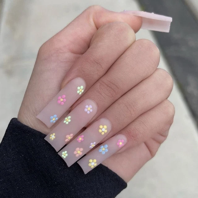 Press on Nails Full Cover Long French Square Head Dull Polish Fake Nails