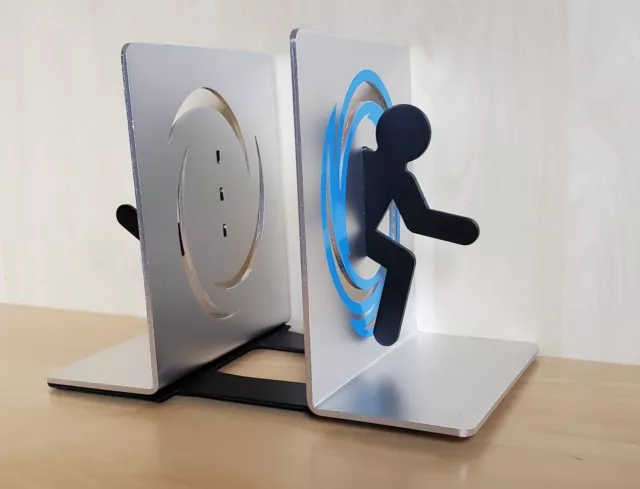 Portal 2 ThinkGeek Rare Video Game Bookends Aluminum Metal Book Ends