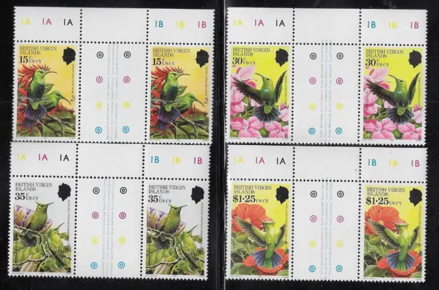 Virgin Islands 1982 Hummingbirds Gutter Pr Set MNH, Sc #422-25, CV $11.95- cw45U