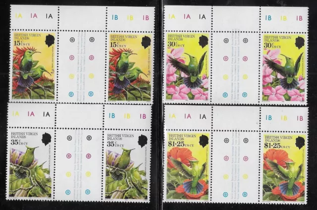 Virgin Islands 1982 Hummingbirds Gutter Pr Set MNH, Sc #422-25, CV $11.95- cw45U