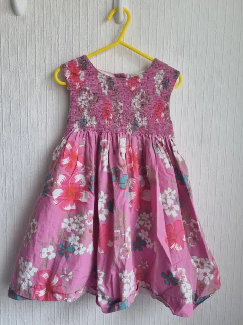 Girls Pink & Multi Floral Sleeveless Dress From Jojo Maman Bebe Age 4-5 Years