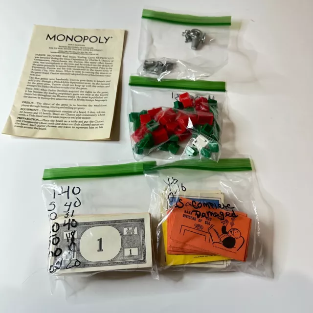 MONOPOLY LOT OF replacement pieces from vintage 1970’s game $5.09 ...