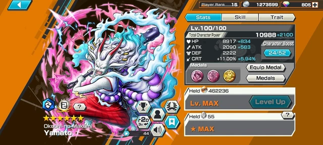 EX YAMATO HYBRID MAX, 800 GEMS ANDROID ONLY - One Piece Bounty Rush Account EX YAMATO HYBRID MAX, 800 GEMS ANDROID ONLY - One Piece Bounty Rush Account