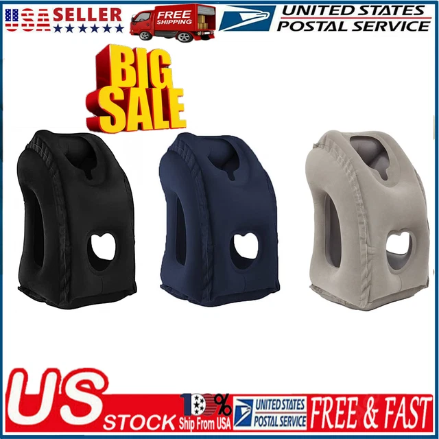Inflatable Air Travel Pillow Airplane Office Nap Rest Neck Head Chin Cushion.