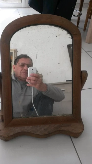Hermoso Y Grande Psique Antiguo Madera Y Espejo Rústico