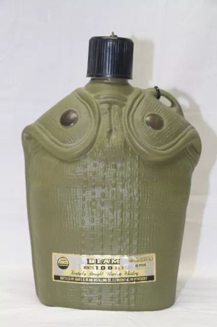 Vintage Jim Beam US Army Military Green Canteen 1979 Decanter Empty Bottle MINT