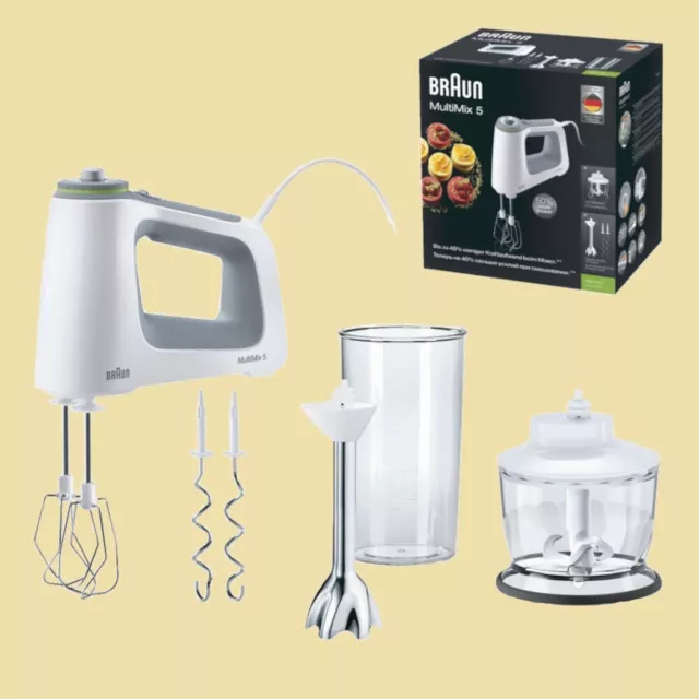 Braun Handmixer / Handrührgerät HM 5137 WH MultiMix 5 - 750 W - 9 Stufen + Turbo