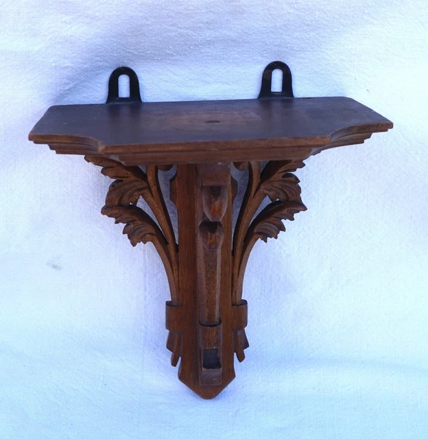 French Black Forest Cut Carved Wood Wall Hanging Shelf 1900's