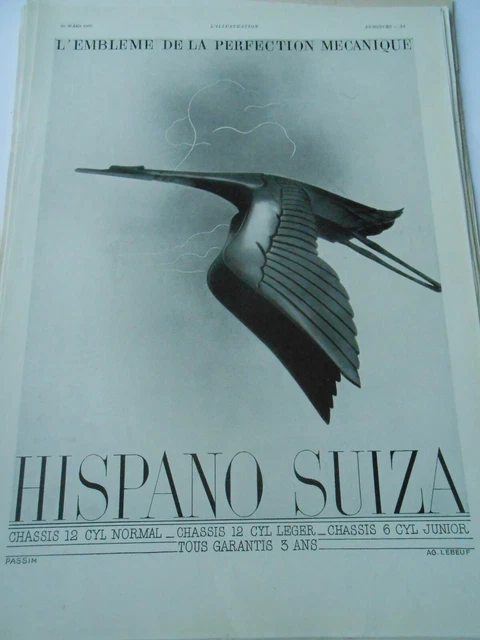 Publicité advertising 1935  Hispano Suiza l'embleme de la perfection