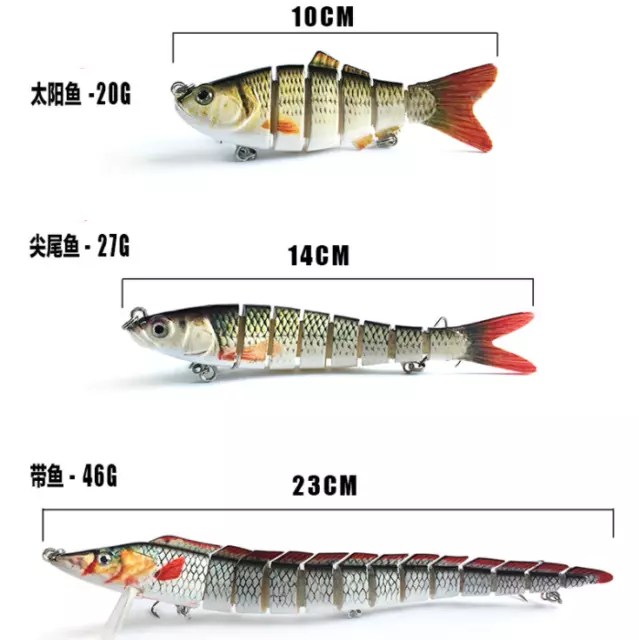 1pc Multi Jointed Bass Muskie Pike Bass Striper Fishing Crank Bait Swimbait Lure 3