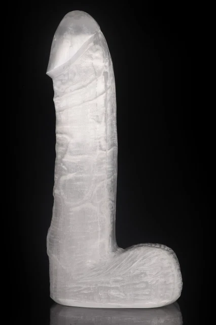 Artículos de colección talla de cristal de selenita natural para pene #36B80