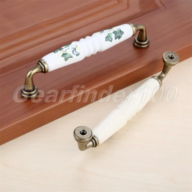 Boutons d'armoire en céramique chic tire poignée alliage de zinc armoire tiroirs d'armoire 3
