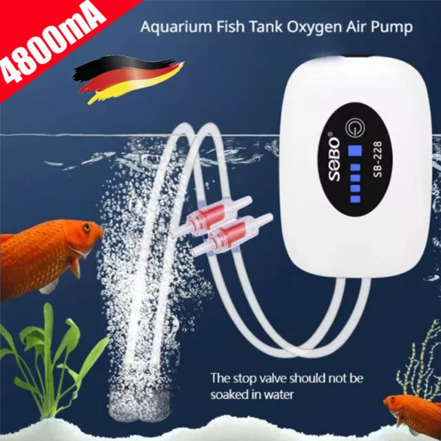 4800mA Aquarium Luftpumpe Regelbar Super Leise Aquarium Pumpe 2W  Sauerstoffpumpe