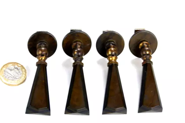 SET X 4 ART DECO CHEST DRAWERS CUPBOARD DROP PULL HANDLES GREEN BAKELITE 1920s