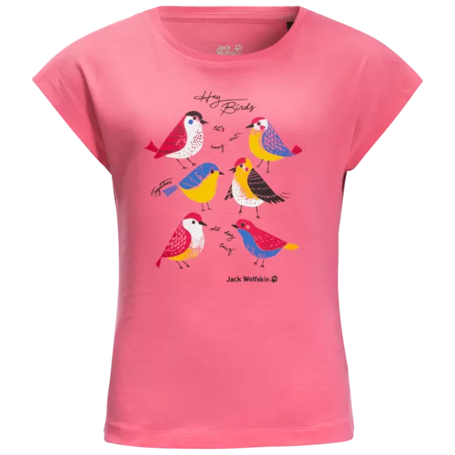 Jack Wolfskin Ragazza Tweeting Birds Freizeitshirt Top da Sport All'Aperto