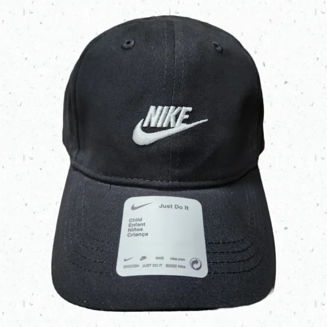 Nike Baseball Cap Hat Kids 4-7 Boys Child Adjustable Swoosh Cotton -BLACK