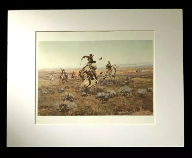 Charles M Russell "A Bad One" 11 x 14 Matted Western Print