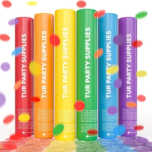 Biodegradable Rainbow Confetti Poppers (6 Pack) Pride Party Poppers, Graduation