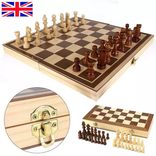 Large Chess Wooden Set Folding Chessboard Pieces Wood Board Chess Board 29x29cm