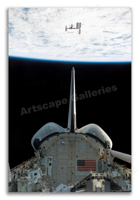 NASA STS-123 Space Shuttle Leaving the ISS Poster - 24x36