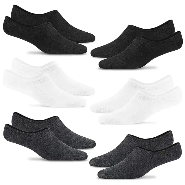 Steven's Socks No Show Black & White 6PK Low Cut Invisible Unisex Anti-Slip Mens