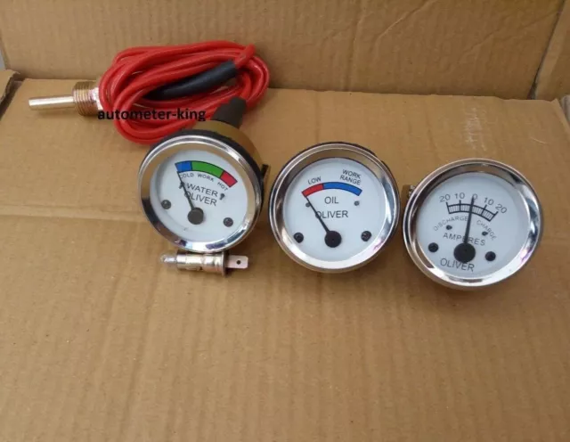 White Face Early Oliver Tractor Temperature - Oil Pressure - Ammeter Gauge