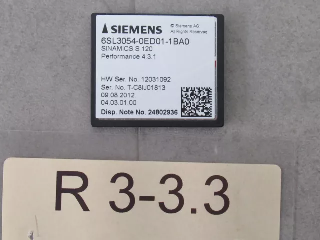 Siemens 6SL3054-OEDO1-1BA0 Sinamics S120 Performance 4.3.1 Compact Flash Carte