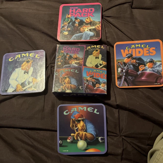 Vintage Joe Camel Cigarettes 1992 Set Of 4 Drink Coasters and Box