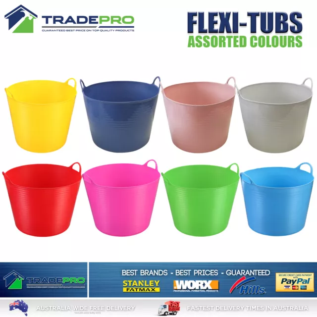 6x Flexi Tub PRO 16Ltr Tough Bucket Flexible Storage Container Trug Bin 16L