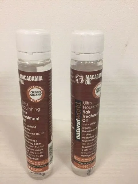 2 x Natural World 25ml Macadamia Ultra Nourishing Hair Treatment Oil