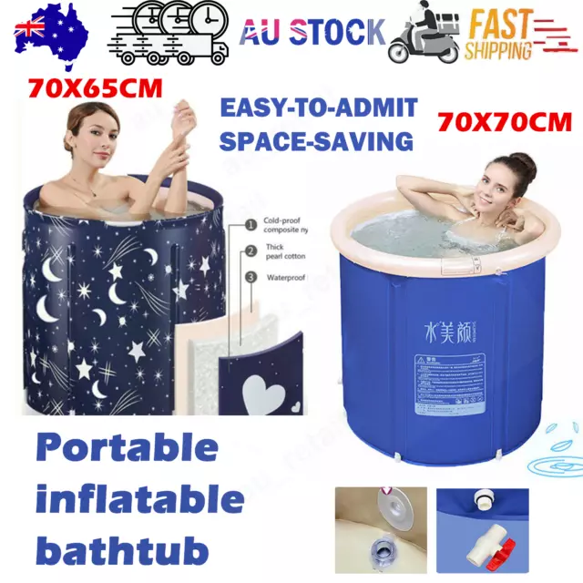 AU Portable Ice Bath Folding Bathtub PVC Cold Therapy Hot Tub Spa Massage AU