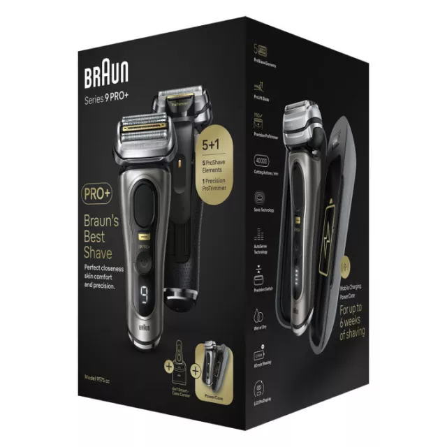 Braun Series 9 Pro+ Shaver with Cleaning, Charging Station & Power Case 9575cc