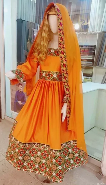 Afghan Kuchi tribal Orange With Embroidery Beautiful Afghani Traditional Vintage