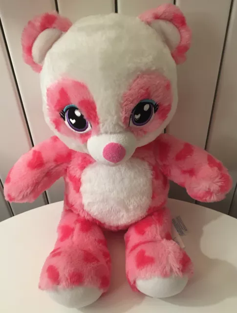 Build A Bear Sweet Scent Panda White Pink Hearts Plush 16".