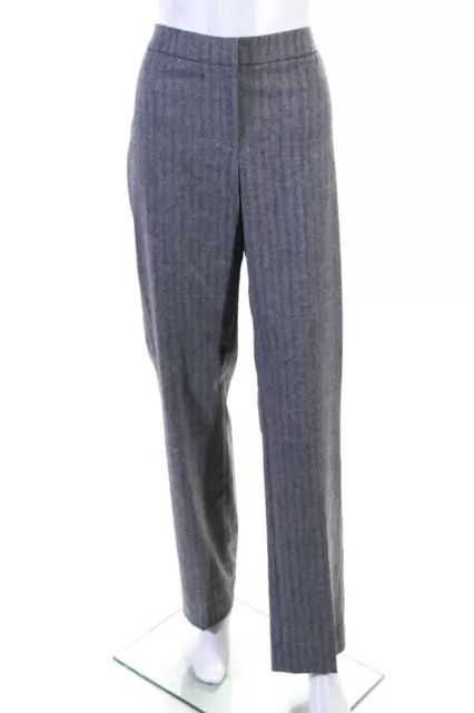 Lafayette 148 New York Womens Flat Front Straight Leg Dress Pants Gray Size 8