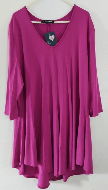Top Doris Strtch rosa scuro taglia 18 NUOVO CON ETICHETTE O353 E33