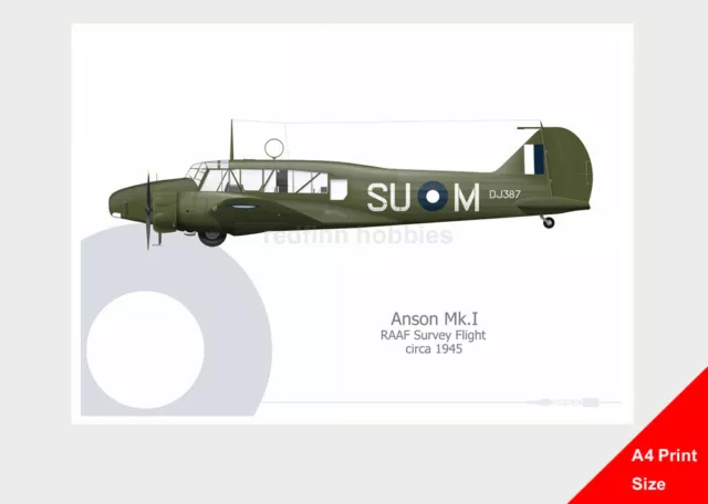 Warhead Illustrated Anson Mk.I RAAF Survey Flight A4 Aircraft Print