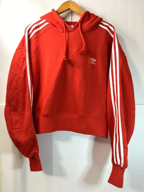 Adidas Originals sweatshirt hoodie Women's red white stripes cropped Small NWTS-