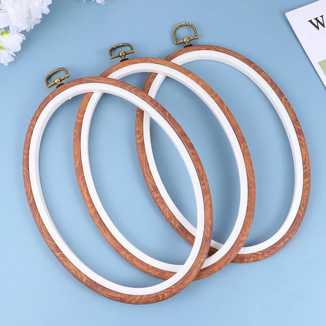 4 PIEZAS Bordado Hoops Circle Cross Stitch Ring Imitado Círculo de Madera - Set