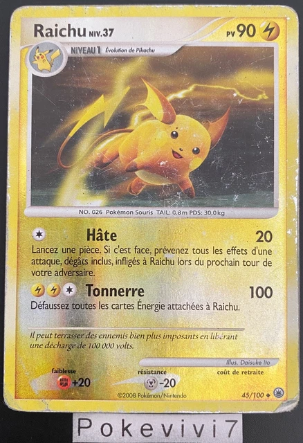 Carte Pokemon RAICHU 45/100 REVERSE Diamant et Perle D&P FR OCCASION