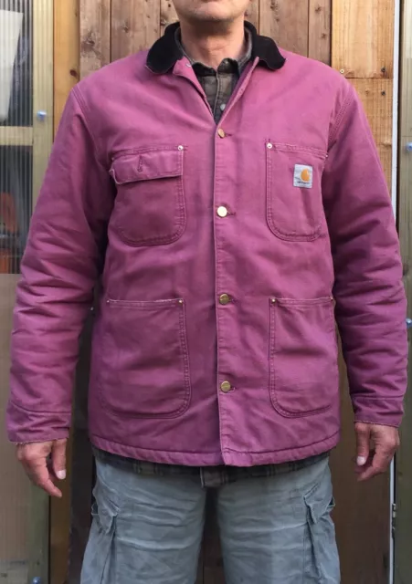 L  CARHARTT WIP OG Aged DUCK Michigan QUILTED COAT dusty fuchsia discontinued mo