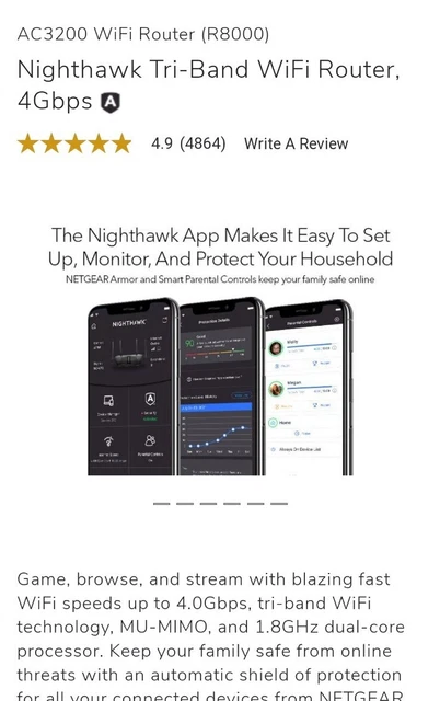 NETGEAR Nighthawk X6 Smart Wifi Router (R8000) - AC3200 Tri-band Wireless Speed 14