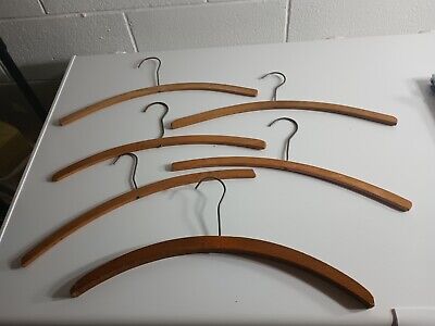 Lot of 6- Vintage and Antique Old Wooden Coat Hangers 