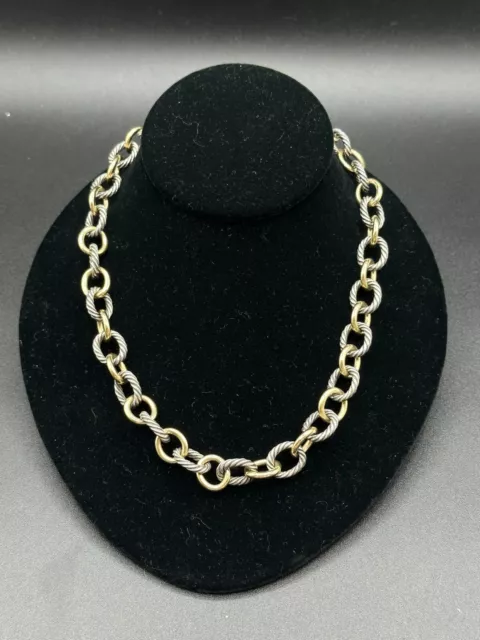 David Yurman Two-Tone Sterling Silver 18K Yellow Gold Oval Link Chain 18"