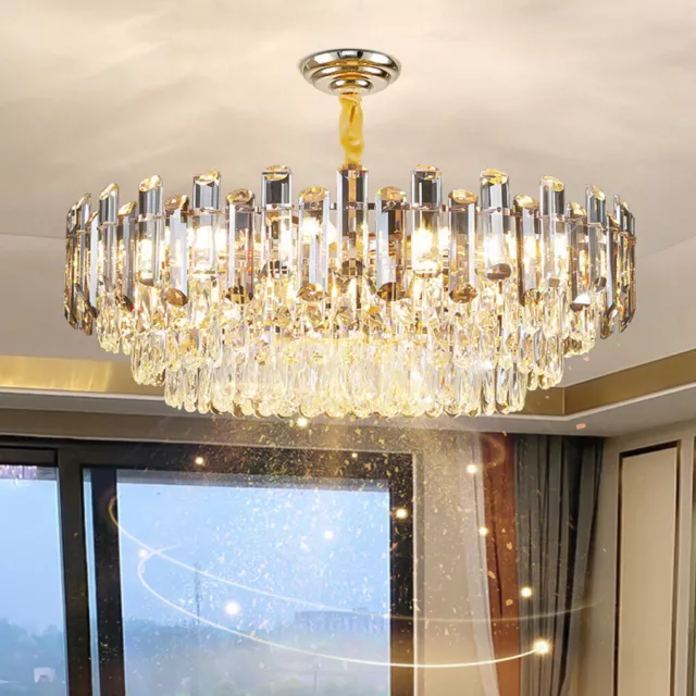 Luxus Kristall Deckenleuchte LED Deckenlampe Kronleuchter Dimmbar Pendelleuchte