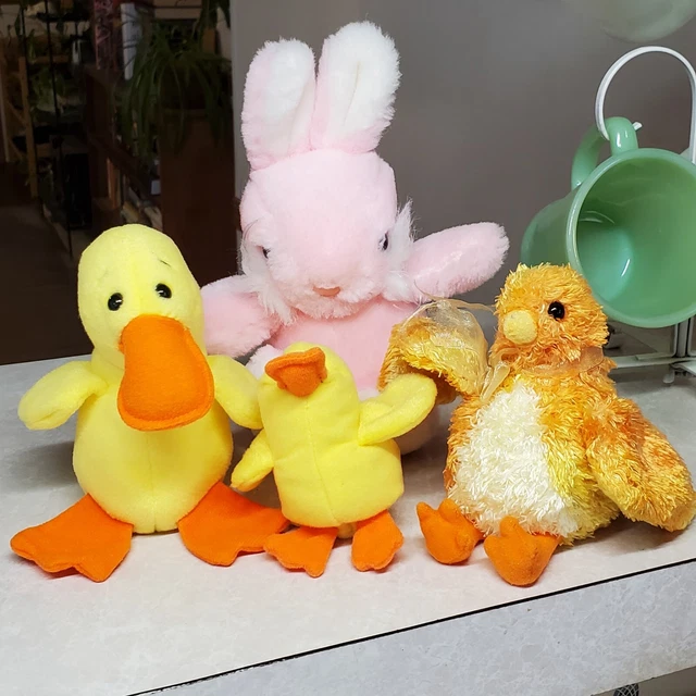Easter Basket Plush Lot Of 4 Ducks Chicken Rabbit